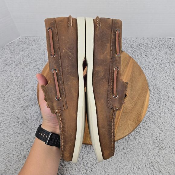 Sperry Top Sider Mens 11M Authentic Original 2-Eye Brown Leather Daily Boat Shoe - Picture 7 of 12